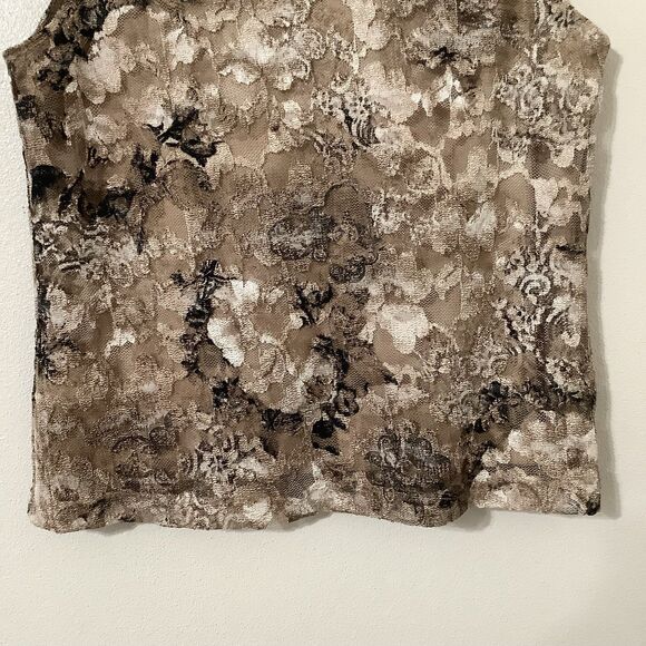 Y2K Chico's Tan Fairy Grunge Floral Lace Fairycore Forest Fairy Sleeveless Top L - Picture 3 of 7